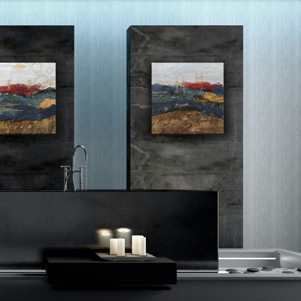COSMIC PLANS V Modern Encaustic Art Painting