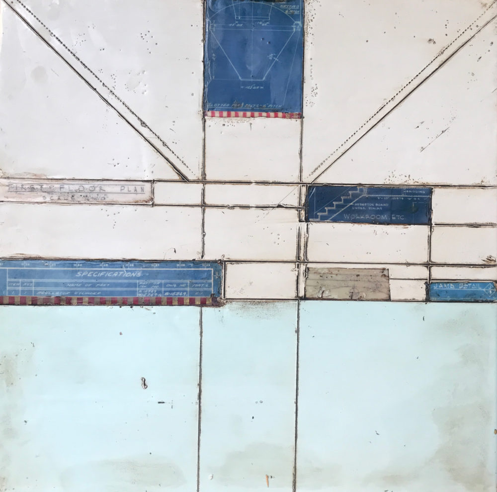 Vintage Plans Encaustic Painting by Heather Davis