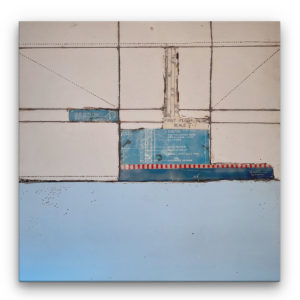 Vintage Plans Blue X Encaustic Painting by Heather Davis