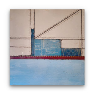 Vintage Plans Blue IV Encaustic Painting by Heather Davis