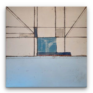Vintage Plans Blue V Encaustic Painting by Heather Davis