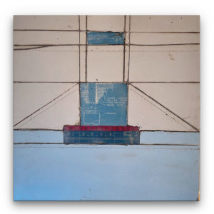 Vintage Plans Blue IX Encaustic Painting by Heather Davis